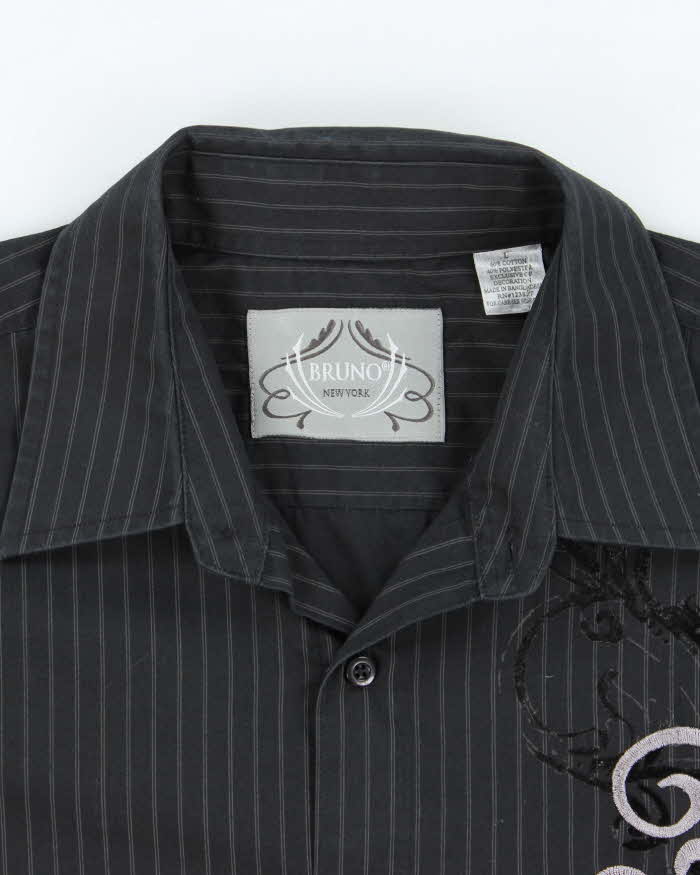 Vintage Y2K Bruno New York Embroidered Long Sleeve Striped Shirt - L