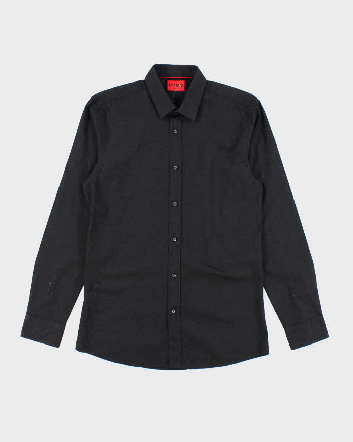 Vintage 2000's Hugo Boss Patterned Black Long Sleeve Shirt - M