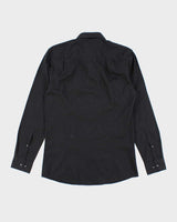 Vintage 2000's Hugo Boss Patterned Black Long Sleeve Shirt - M