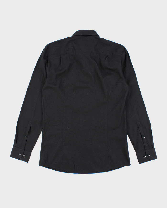 Vintage 2000's Hugo Boss Patterned Black Long Sleeve Shirt - M