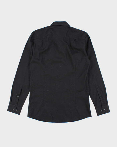 Vintage 2000's Hugo Boss Patterned Black Long Sleeve Shirt - M