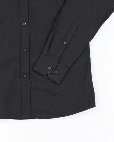 Vintage 2000's Hugo Boss Patterned Black Long Sleeve Shirt - M