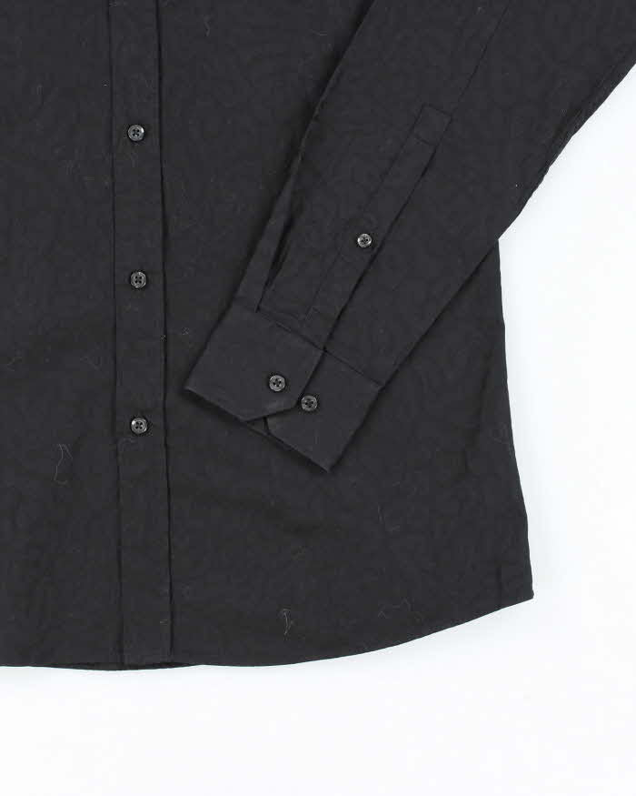 Vintage 2000's Hugo Boss Patterned Black Long Sleeve Shirt - M