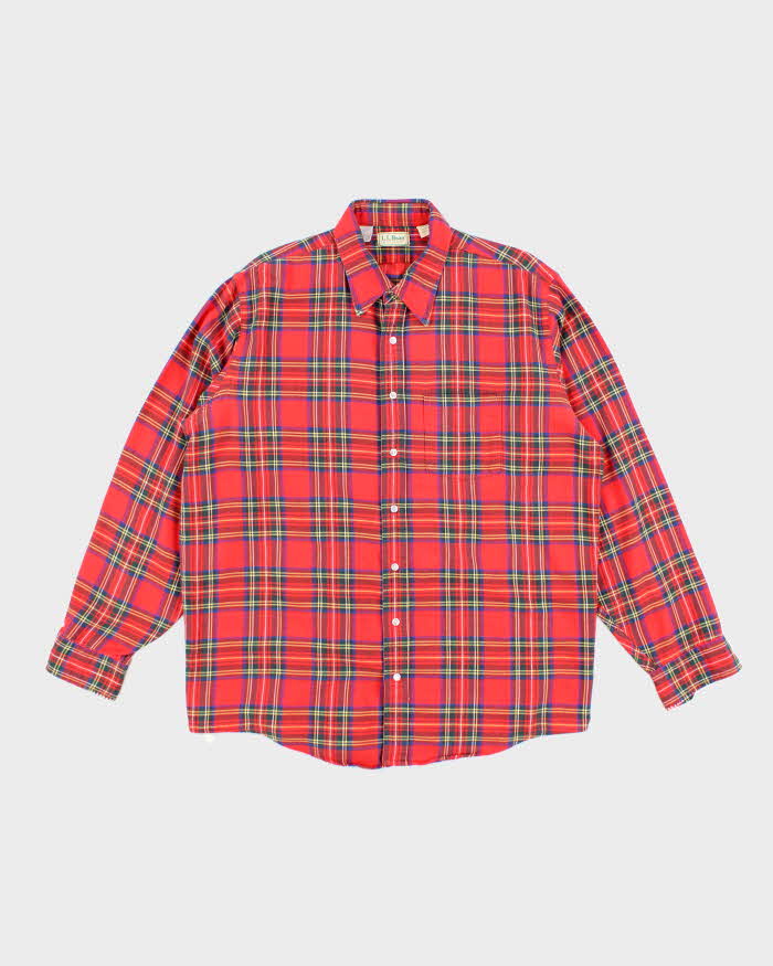 Vintage L.L. Bean Red Tartan Oversized Flannel Shirt - XL