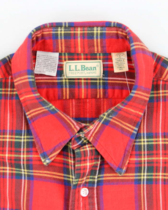 Vintage L.L. Bean Red Tartan Oversized Flannel Shirt - XL