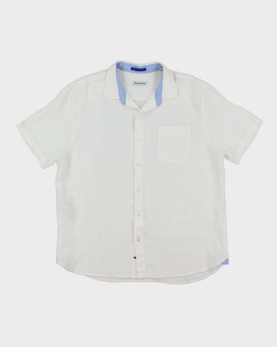 Vintage Tommy Bahama Oversized Checked White Hawaiian Shirt - XL