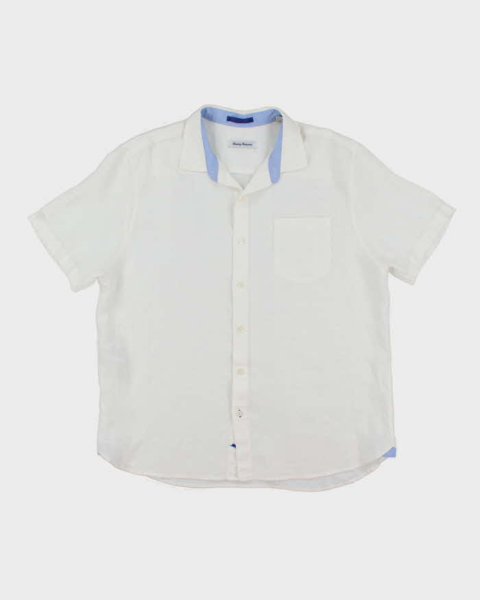 Vintage Tommy Bahama Oversized Checked White Hawaiian Shirt - XL