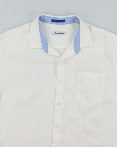 Vintage Tommy Bahama Oversized Checked White Hawaiian Shirt - XL