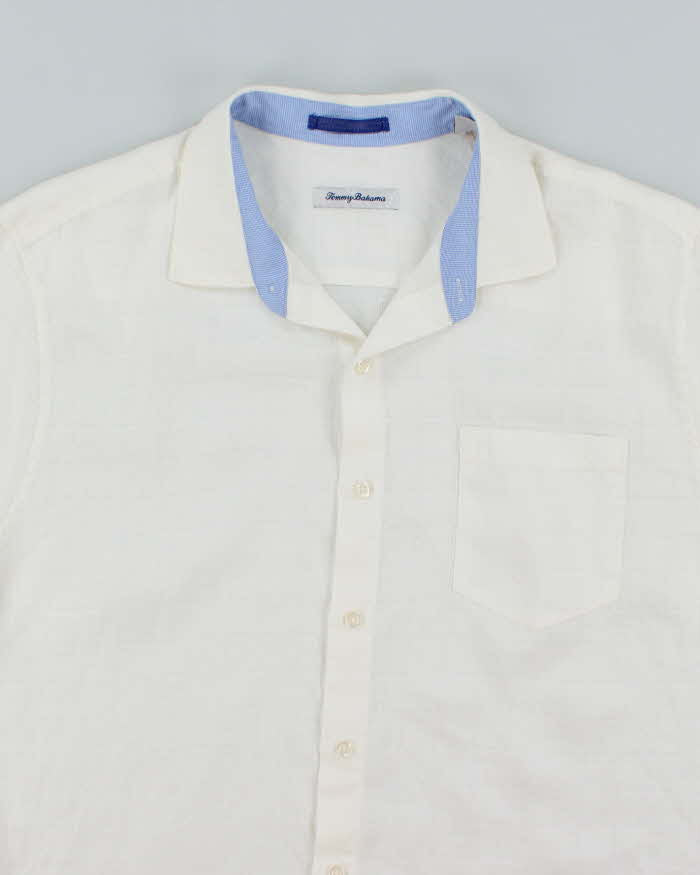 Vintage Tommy Bahama Oversized Checked White Hawaiian Shirt - XL
