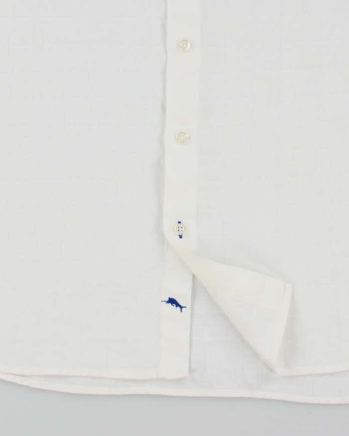 Vintage Tommy Bahama Oversized Checked White Hawaiian Shirt - XL