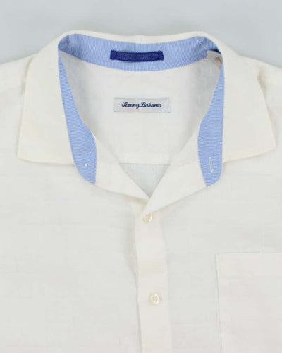 Vintage Tommy Bahama Oversized Checked White Hawaiian Shirt - XL