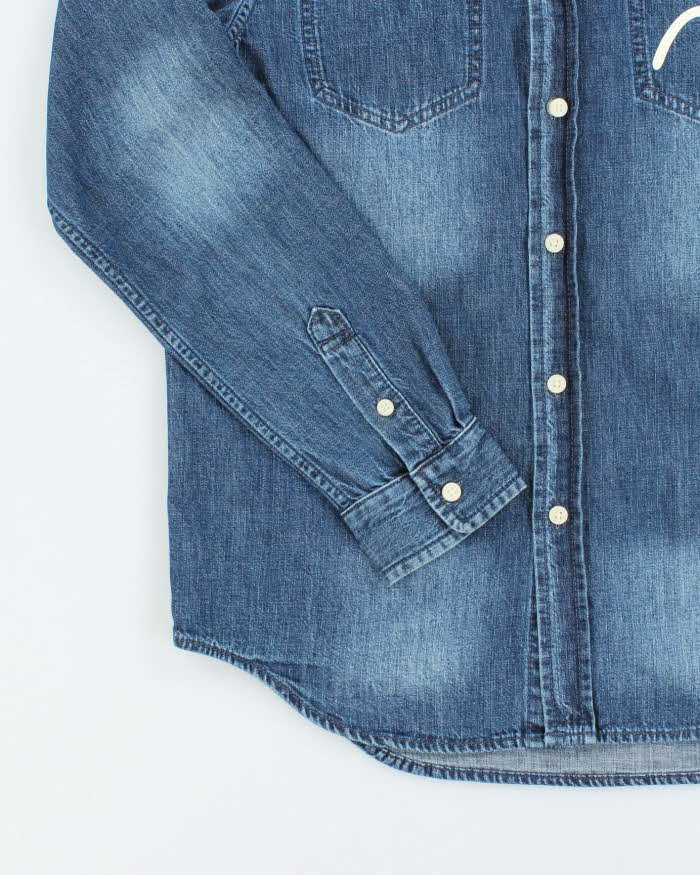 Vintage Y2K Evisu Dark Wash Long Sleeve Denim Shirt - M