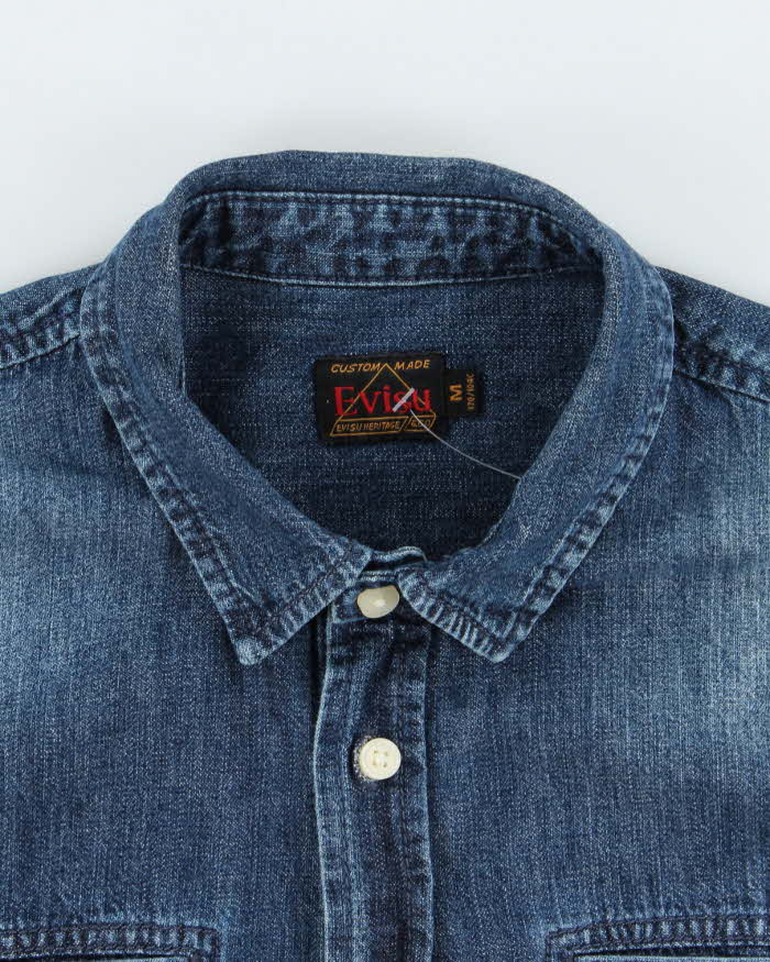 Vintage Y2K Evisu Dark Wash Long Sleeve Denim Shirt - M