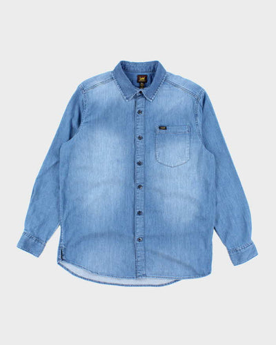 Vintage 90's Lee Medium Wash Long Sleeve Denim Shirt - L