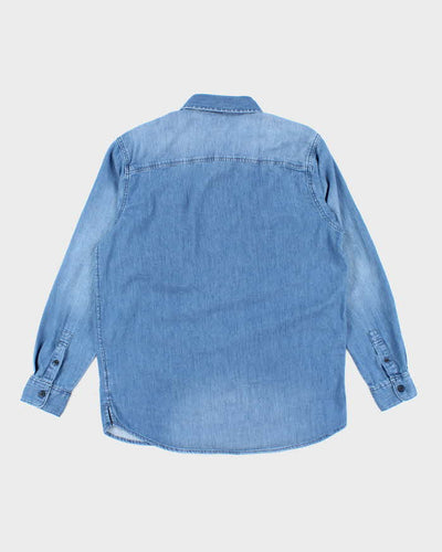 Vintage 90's Lee Medium Wash Long Sleeve Denim Shirt - L