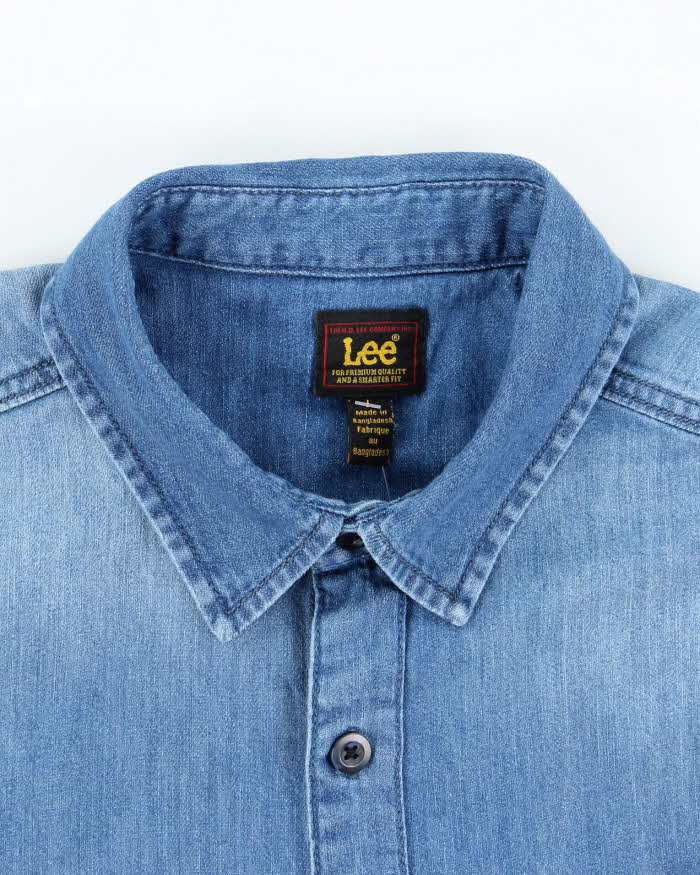 Vintage 90's Lee Medium Wash Long Sleeve Denim Shirt - L