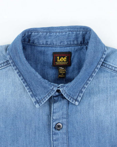 Vintage 90's Lee Medium Wash Long Sleeve Denim Shirt - L
