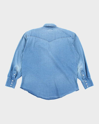 Vintage 90's Wrangler Striped Snap Button Denim Shirt - L