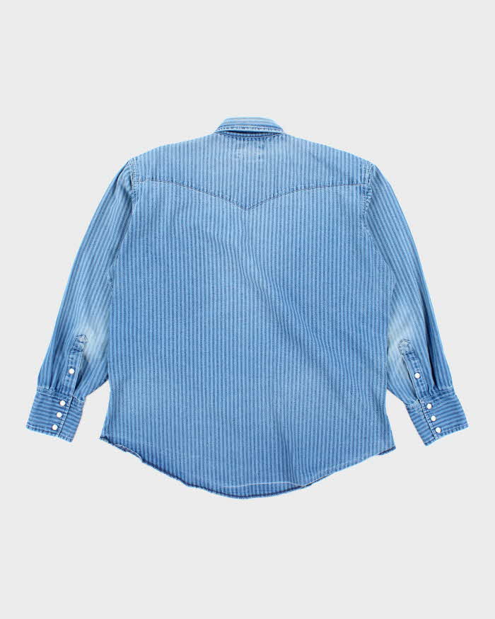 Vintage 90's Wrangler Striped Snap Button Denim Shirt - L