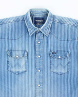 Vintage 90's Wrangler Striped Snap Button Denim Shirt - L