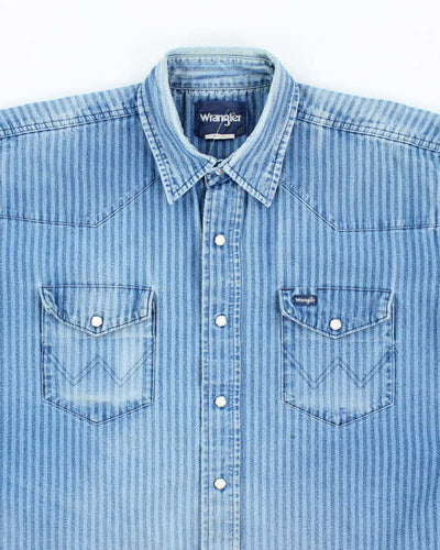 Vintage 90's Wrangler Striped Snap Button Denim Shirt - L