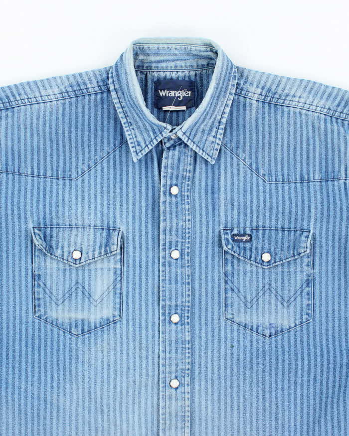 Vintage 90's Wrangler Striped Snap Button Denim Shirt - L