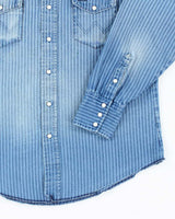 Vintage 90's Wrangler Striped Snap Button Denim Shirt - L
