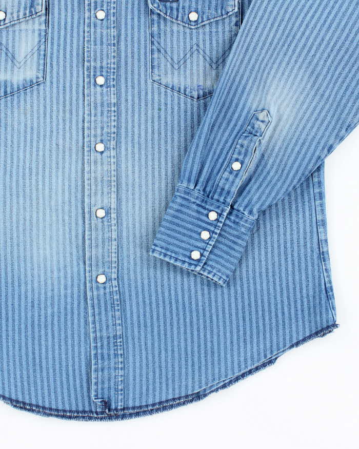 Vintage 90's Wrangler Striped Snap Button Denim Shirt - L