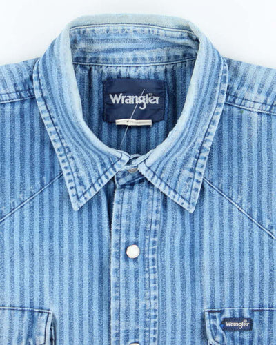 Vintage 90's Wrangler Striped Snap Button Denim Shirt - L