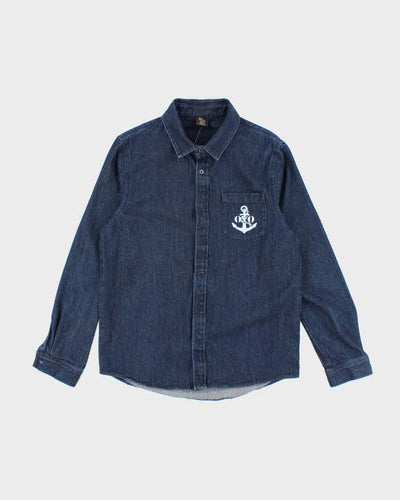 Octobers Very Own Raw Dark Wash Long Sleeve Denim Shirt - M