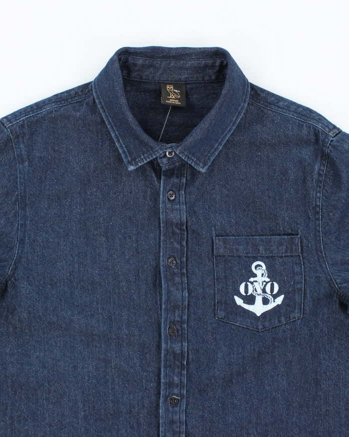Octobers Very Own Raw Dark Wash Long Sleeve Denim Shirt - M