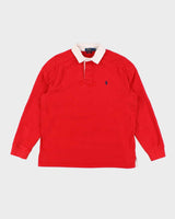 Men's Polo by Ralph Lauren Red Collared Shirt - L