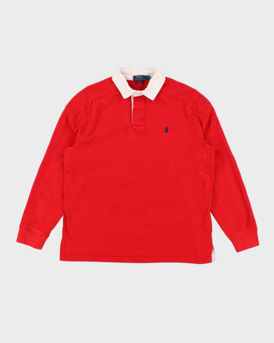 Men's Polo by Ralph Lauren Red Collared Shirt - L