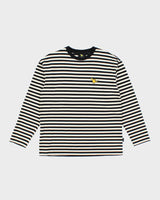 Men's "What It Isnt" Long Sleeve Black and White Striped Cotton Shirt - M