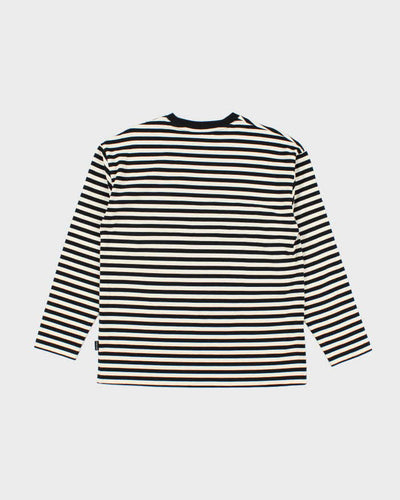 Men's "What It Isnt" Long Sleeve Black and White Striped Cotton Shirt - M