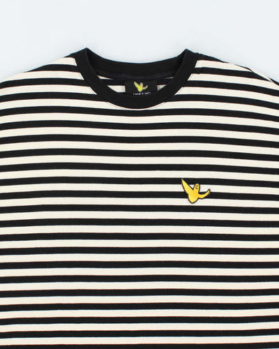 Men's "What It Isnt" Long Sleeve Black and White Striped Cotton Shirt - M