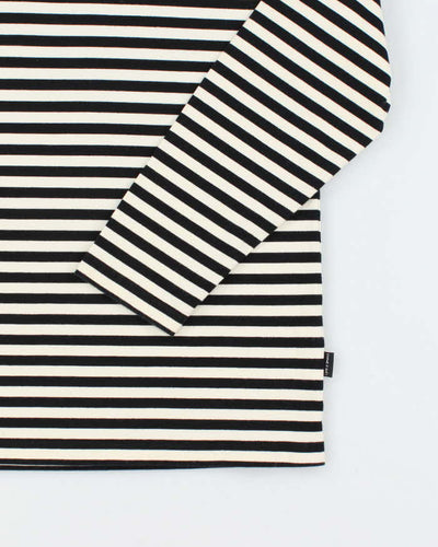 Men's "What It Isnt" Long Sleeve Black and White Striped Cotton Shirt - M
