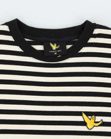 Men's "What It Isnt" Long Sleeve Black and White Striped Cotton Shirt - M