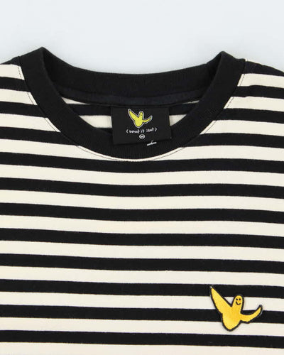 Men's "What It Isnt" Long Sleeve Black and White Striped Cotton Shirt - M