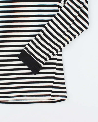 Men's Stussy Black and White Striped Cotton Shirt - L