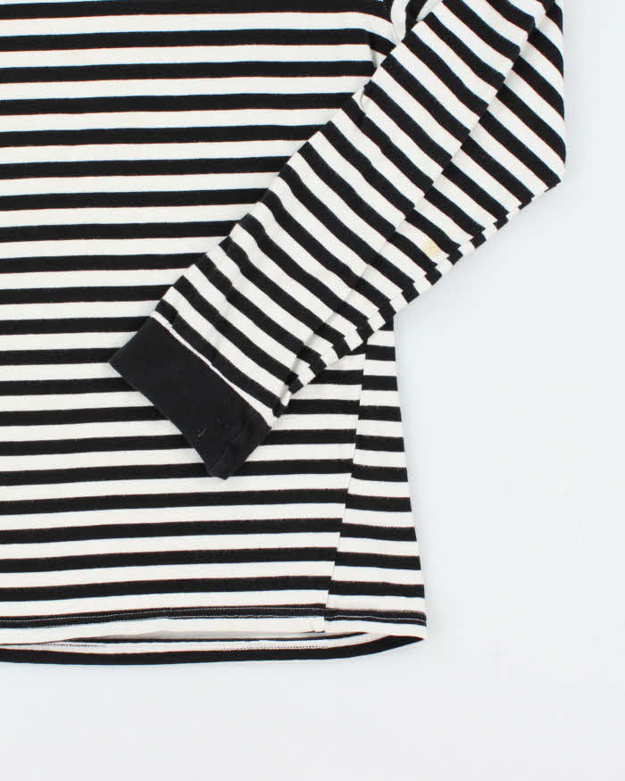 Men's Stussy Black and White Striped Cotton Shirt - L