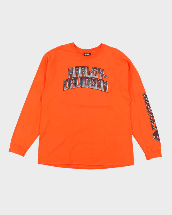 Men's Harley Davidson Orange Long Sleeve Shirt - L