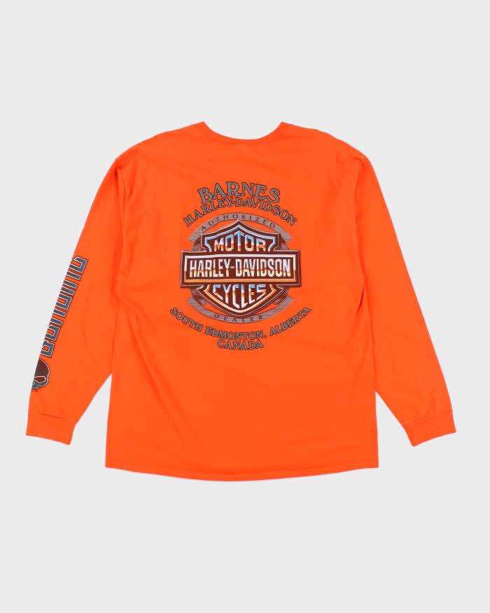 Men's Harley Davidson Orange Long Sleeve Shirt - L
