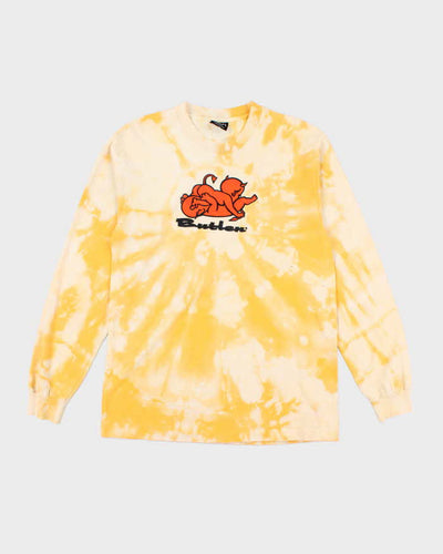 Men's Butler Demon Print Yellow Tie Dye Long Sleeve T-Shirt - M