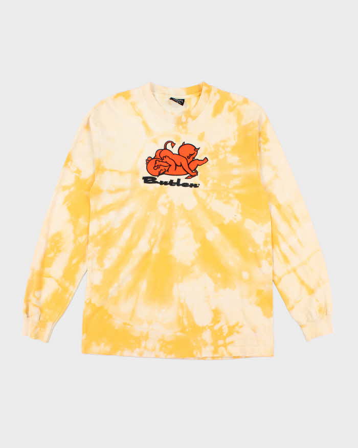 Men's Butler Demon Print Yellow Tie Dye Long Sleeve T-Shirt - M