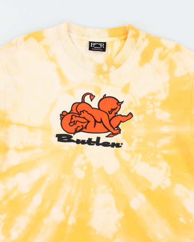 Men's Butler Demon Print Yellow Tie Dye Long Sleeve T-Shirt - M