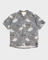 Men's Tommy Bahama Grey Map Print Hawaiian Shirt - L