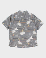 Men's Tommy Bahama Grey Map Print Hawaiian Shirt - L
