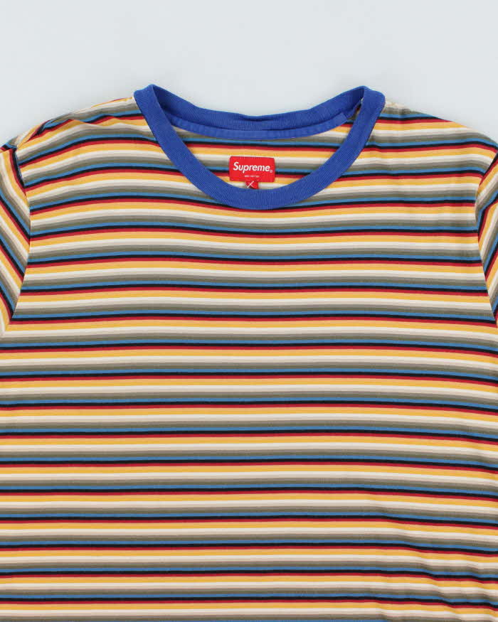 Vintage 1990s Supreme Striped T-Shirt - L
