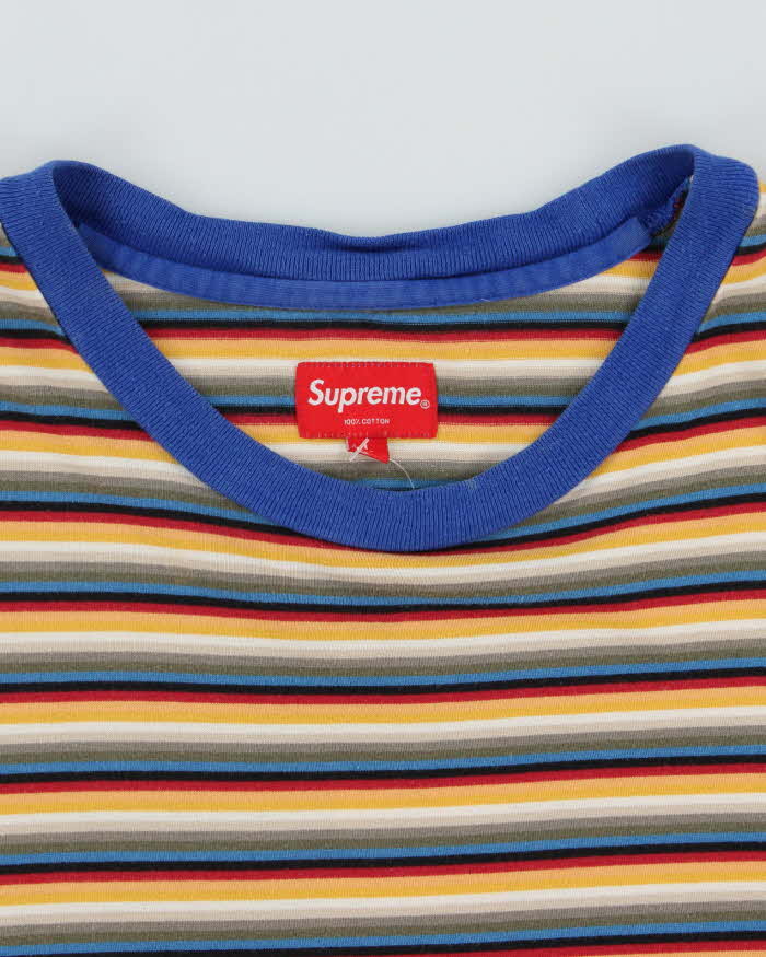 Vintage 1990s Supreme Striped T-Shirt - L